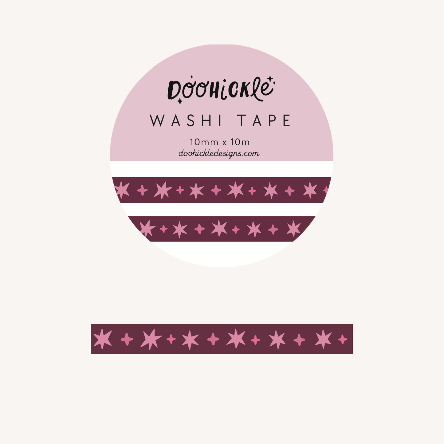Magenta Wonky Stars Small Washi Tape