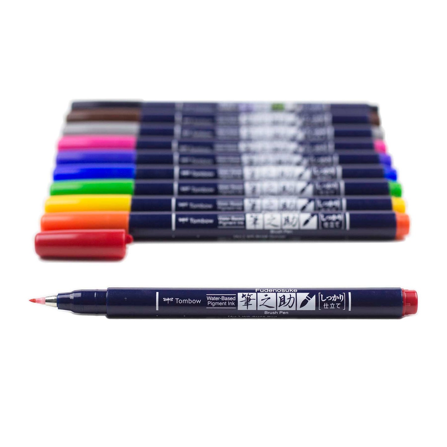 Tombow Fudenosuke Colors Calligraphy Brush Pens - 10-Pack