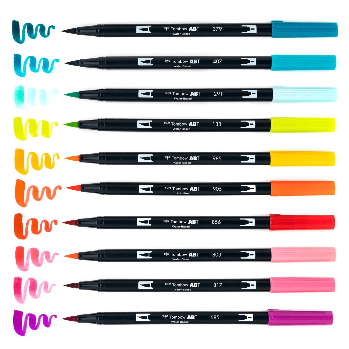 Tombow Dual Brush Pen, Tropical ,10-Pack +Free Fudenosuke