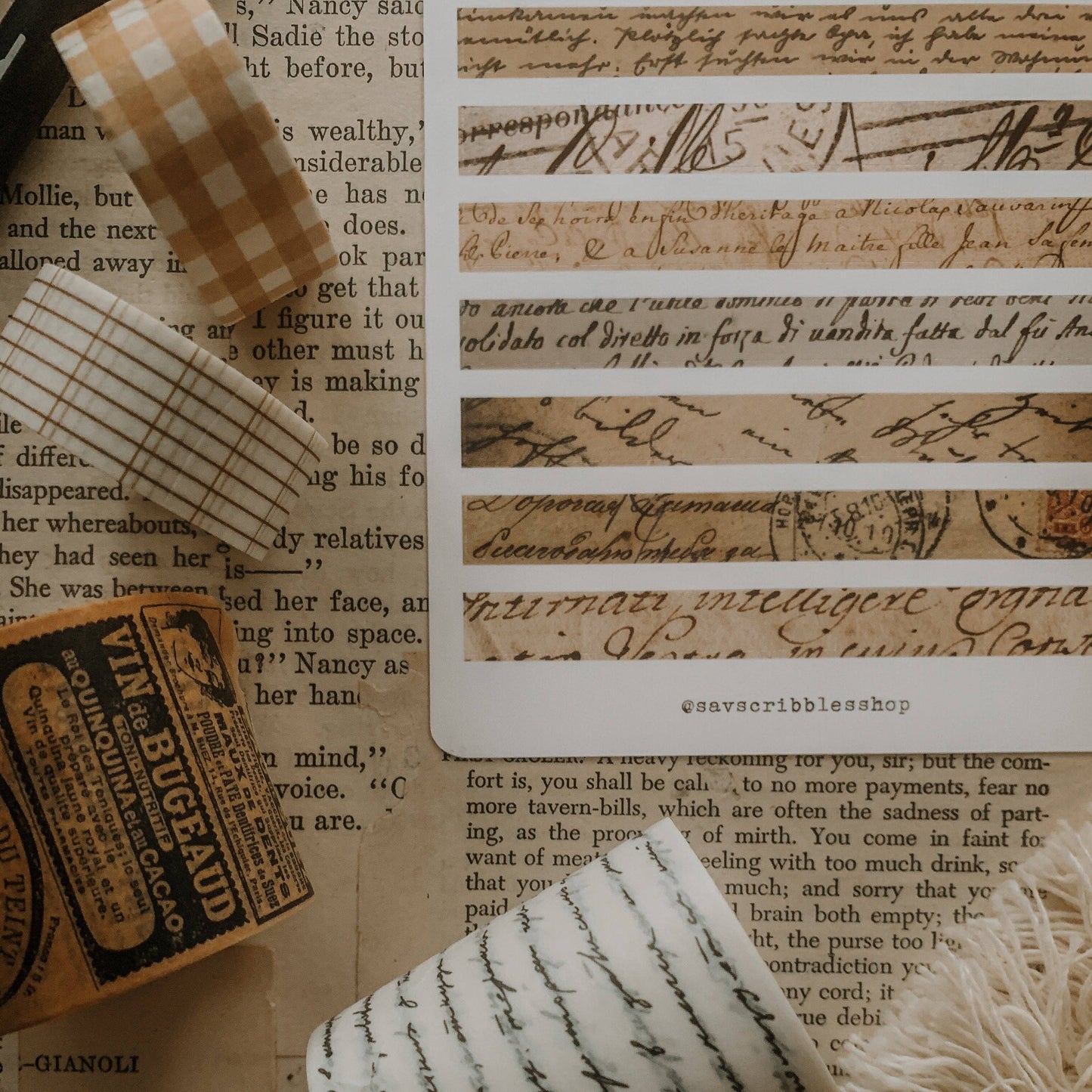Vintage Text Washi Sticker Sheet