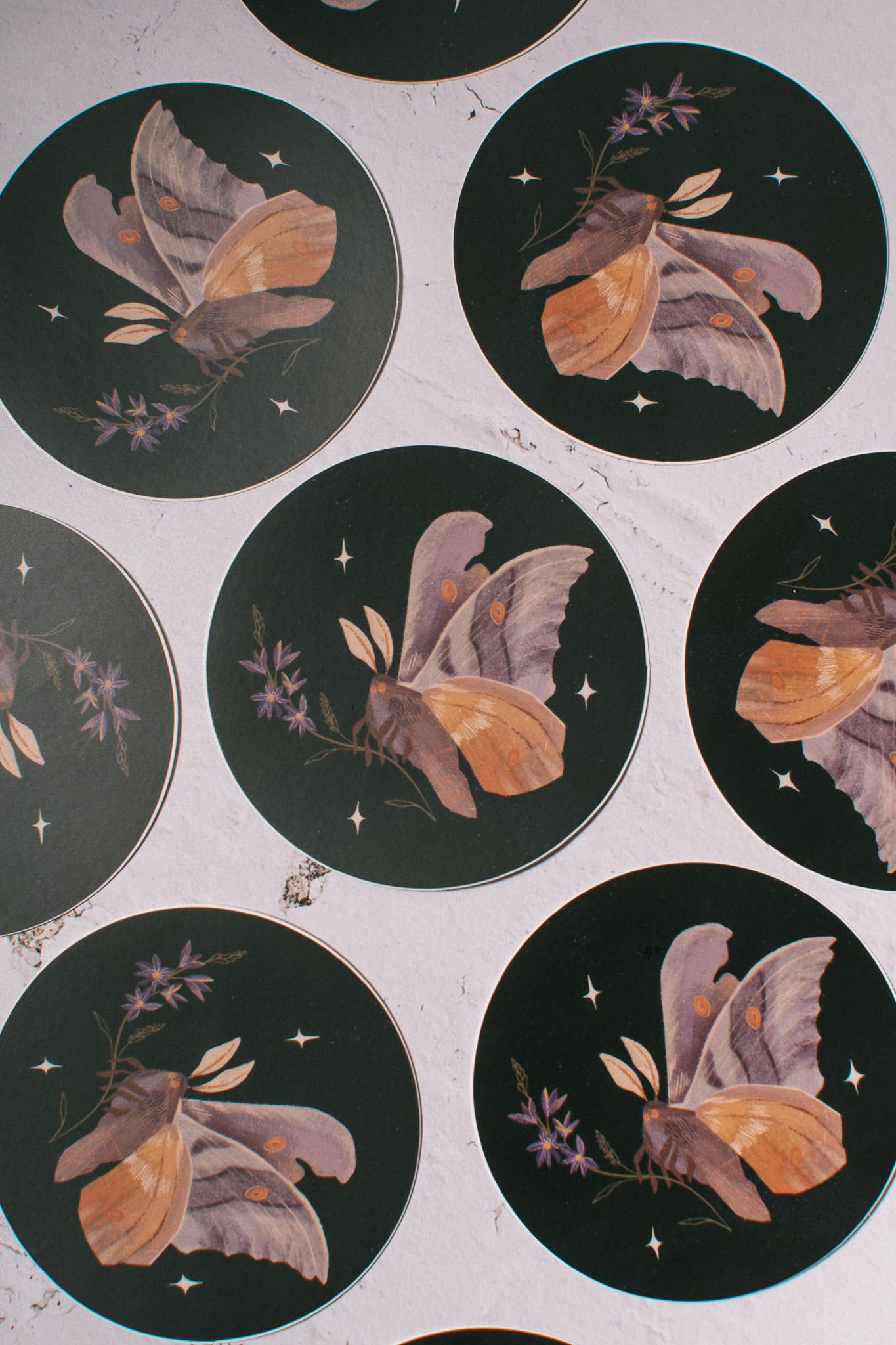 Wildflower Moth Vinyl Sticker - 3"