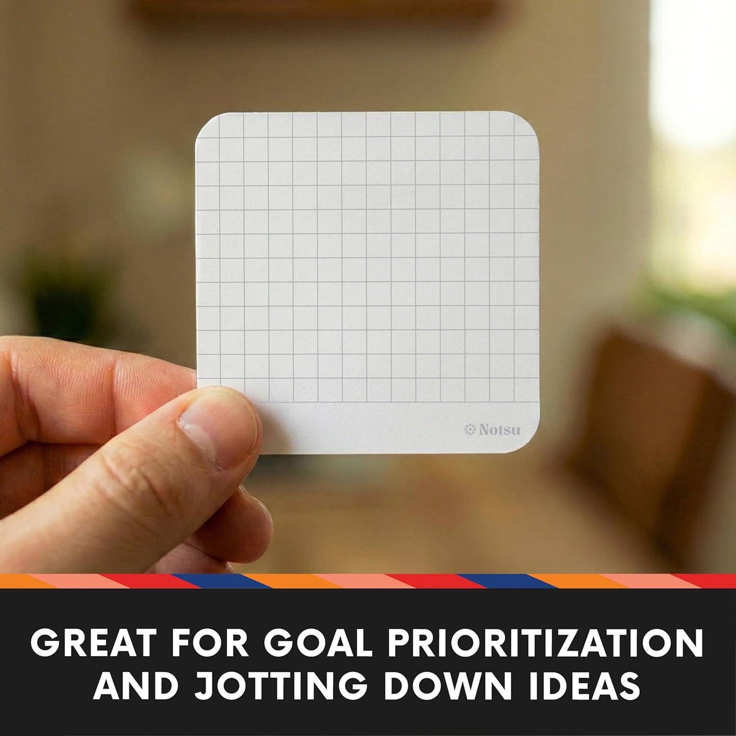 Graph Grid Sticky Notes 4pk | Premium Thick Paper 120g | Graphing Memo Pads with Date, 3" x 3"