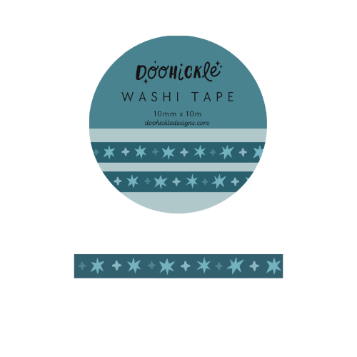 Aqua Blue Wonky Stars Small Washi Tape