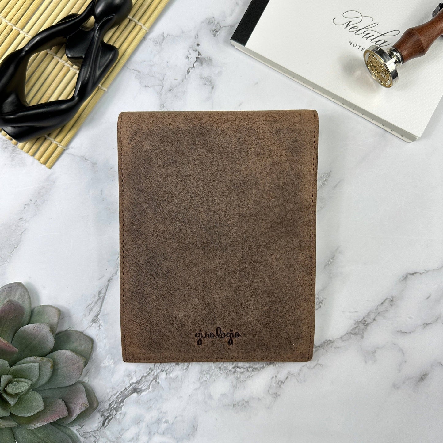 Girologio Leather 6 Pen Case: Bomber Brown