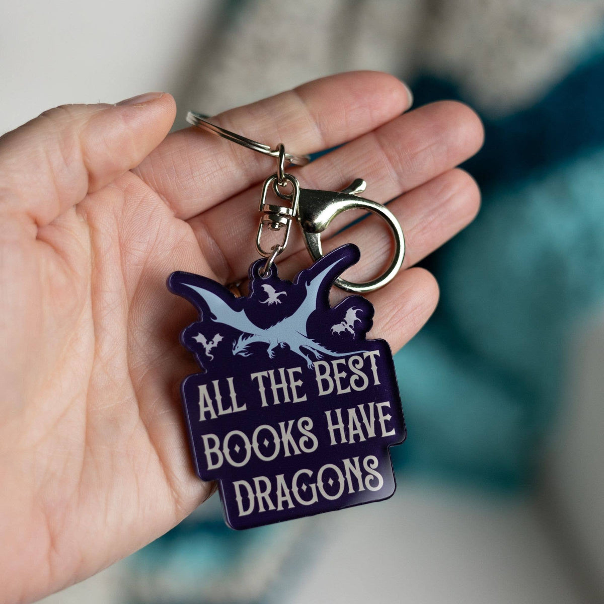 All the Best Books Have Dragons Keychain