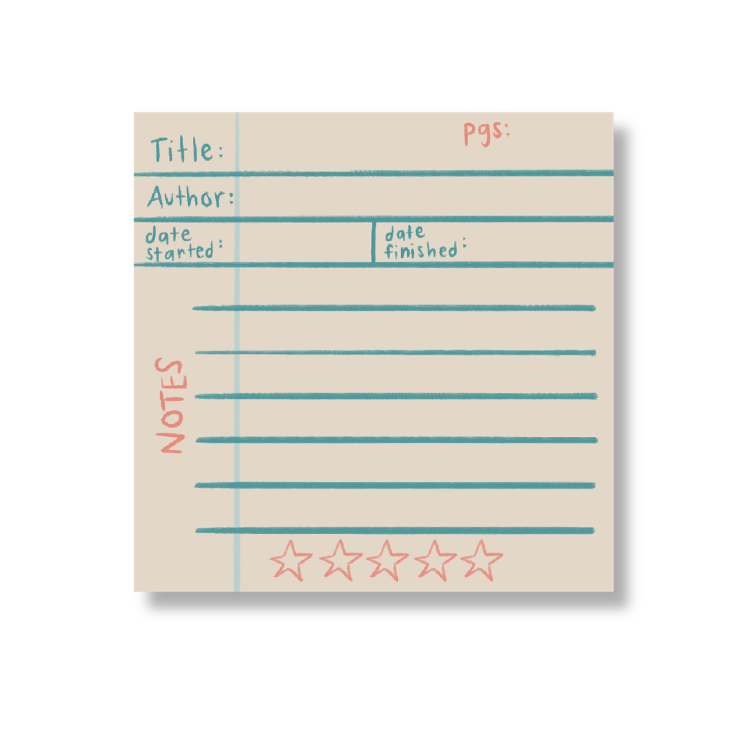Book Rating Sticky Note Pad