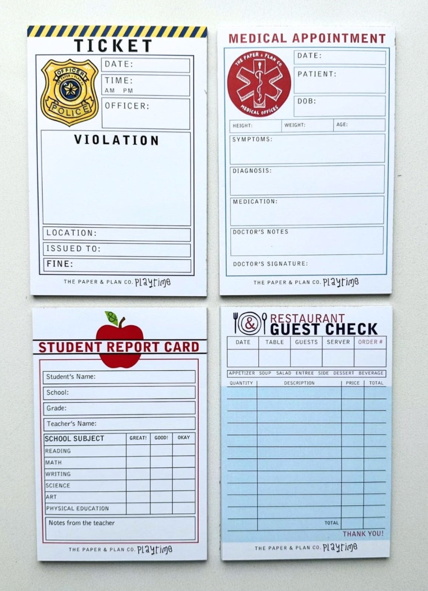 Kids Playtime Pads™ - Police, Waiter, Teacher, & Doctor