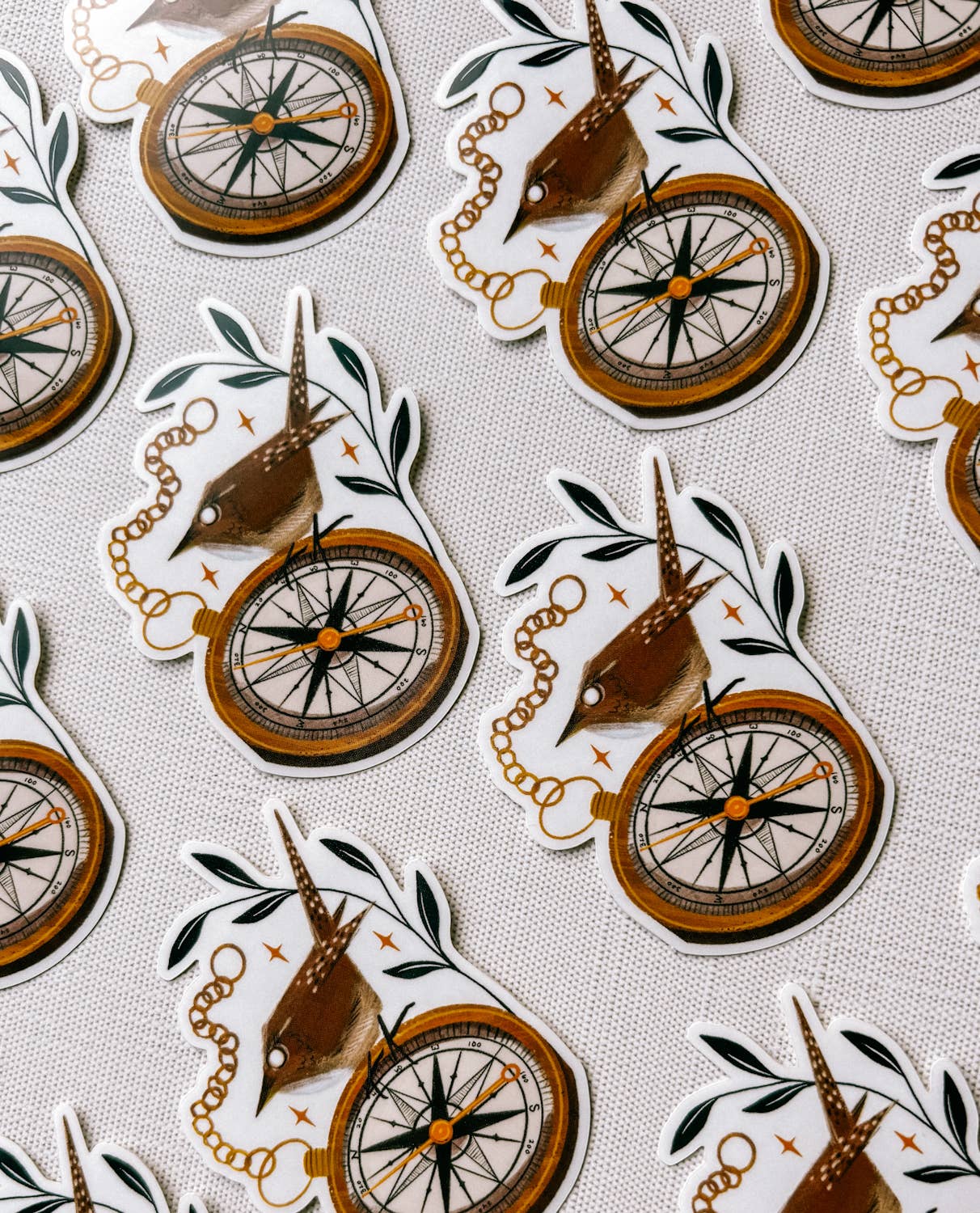 Vinyl Sticker: Antique Compass - 3" Clear