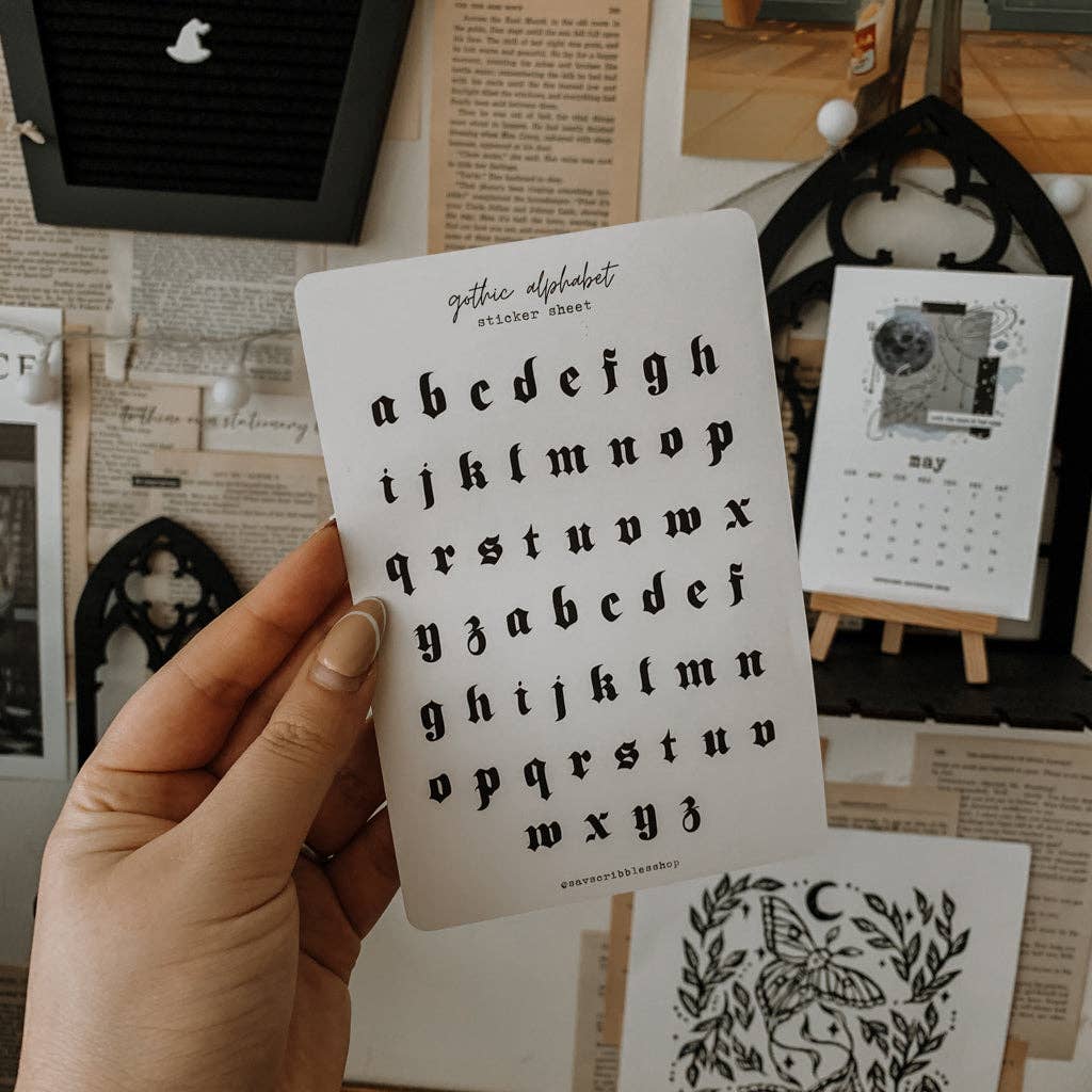 Gothic Alphabet Sticker Sheet
