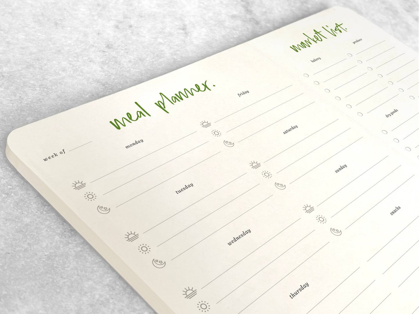 Meal Planner Notepad – with Tear‑Off Market List