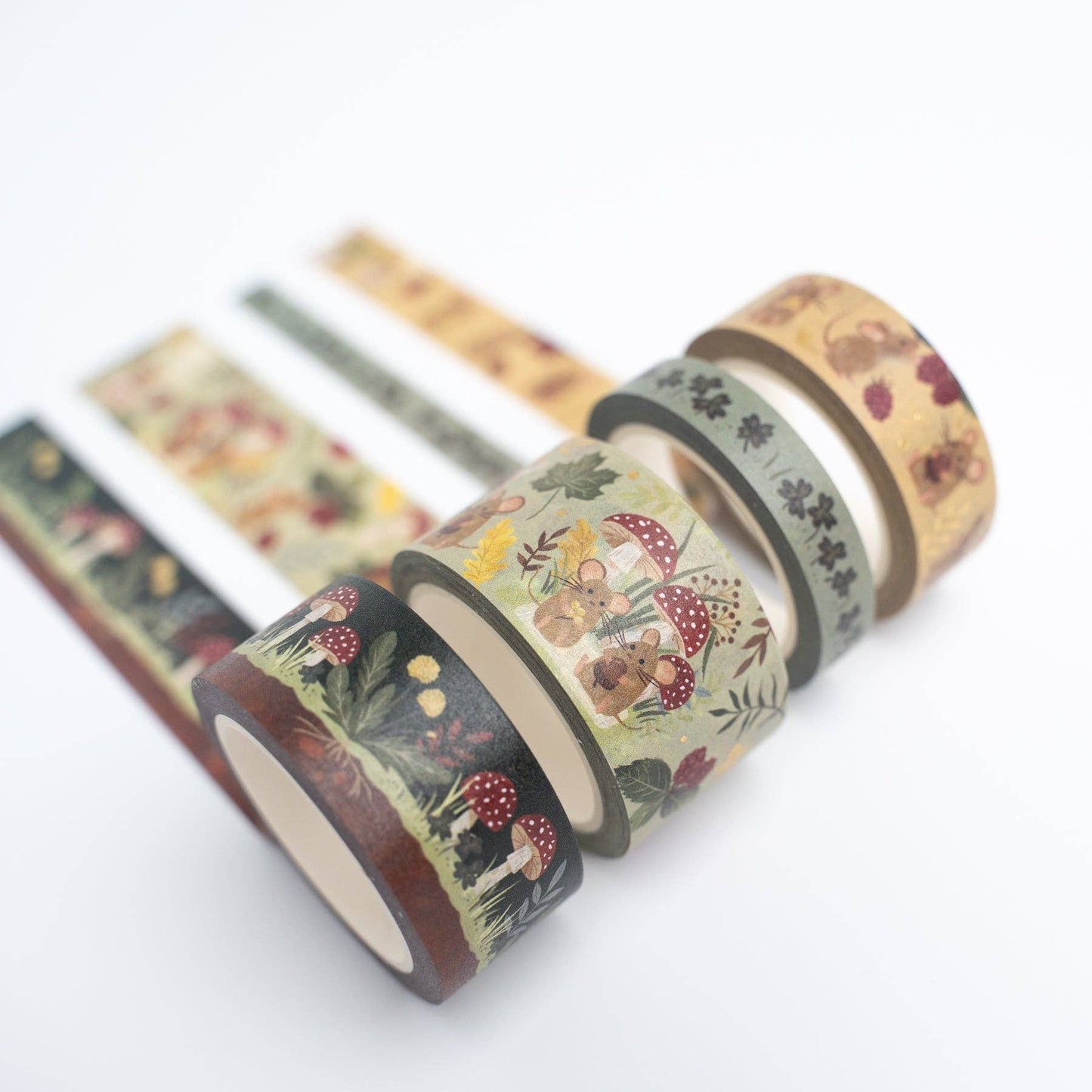 🐭 Field Mouse Washi Tape Set – 4 Rolls