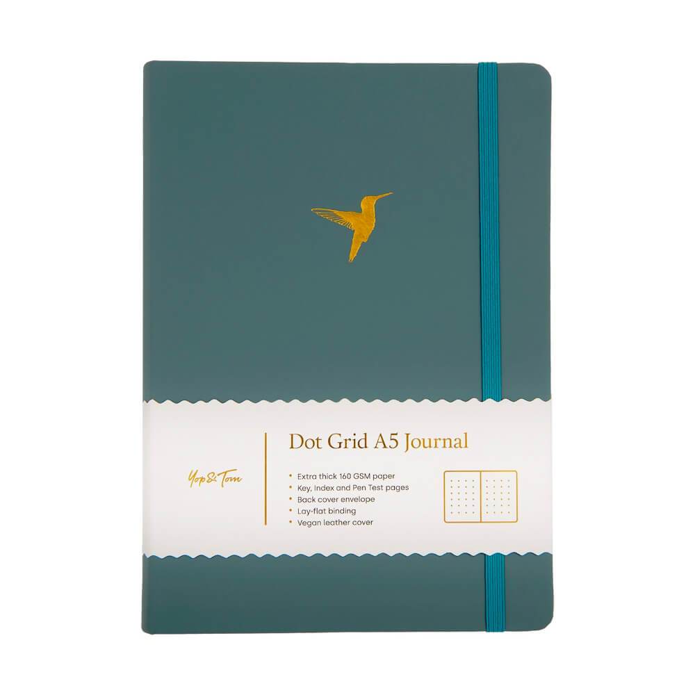 Yop & Tom A5 Dot Grid Journal - Hummingbird: Deep Ocean