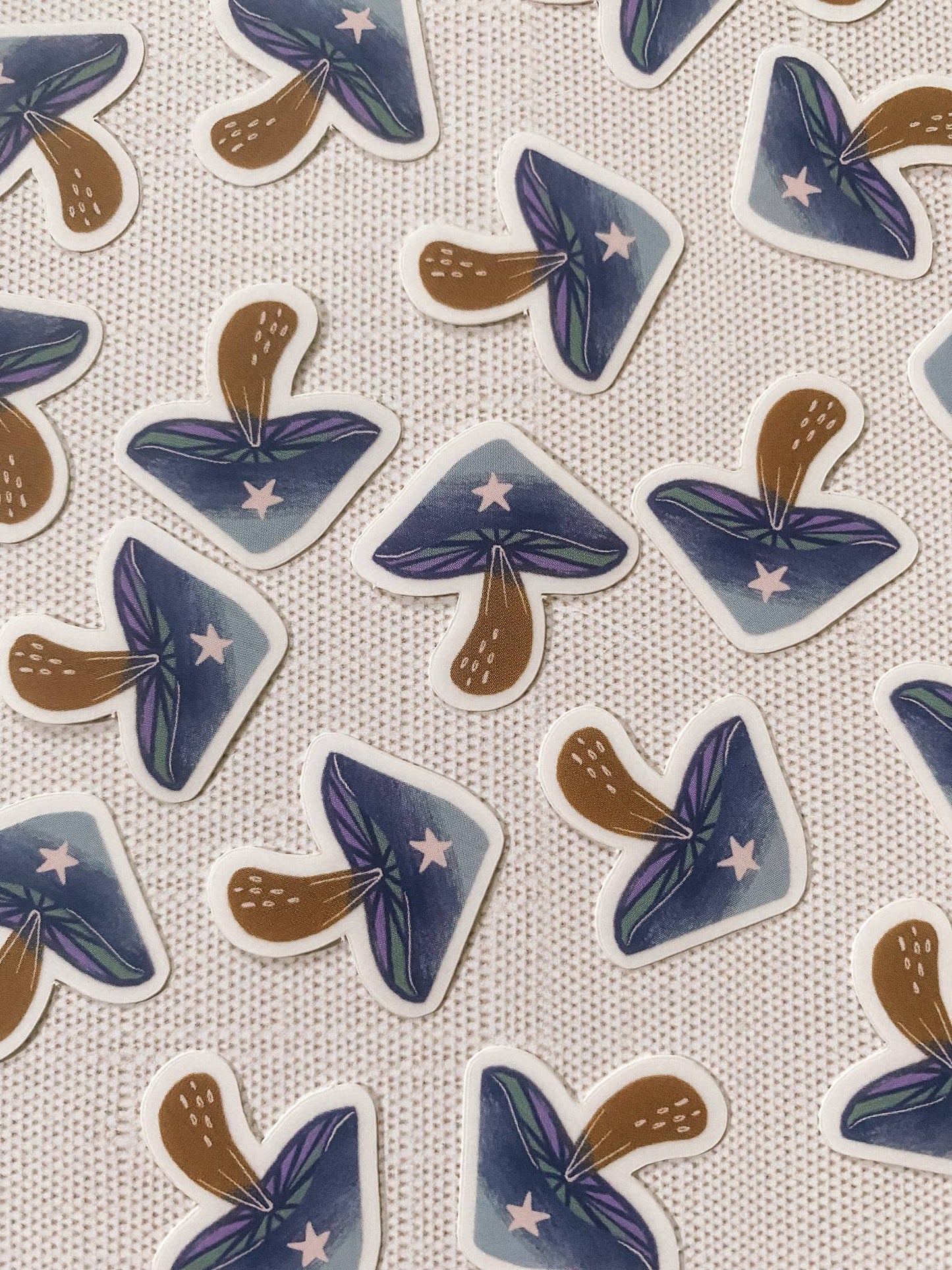 Blue Mushroom Mini Clear Vinyl Sticker