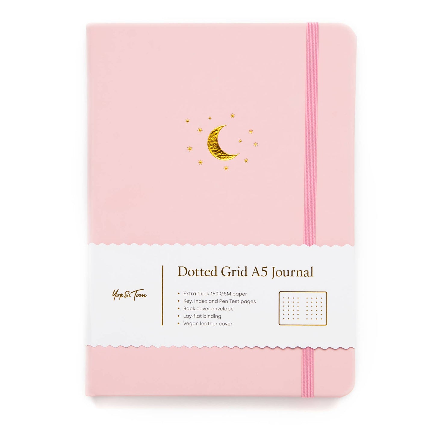 Yop & Tom A5 Dot Grid Journal - Moon and Stars: Blush Pink