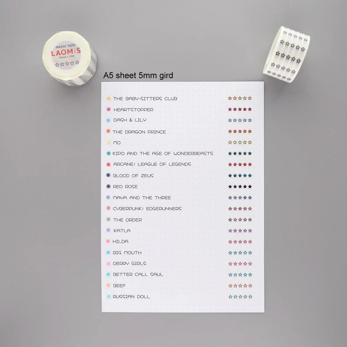 5 Star Rating Writable Washi Tape
