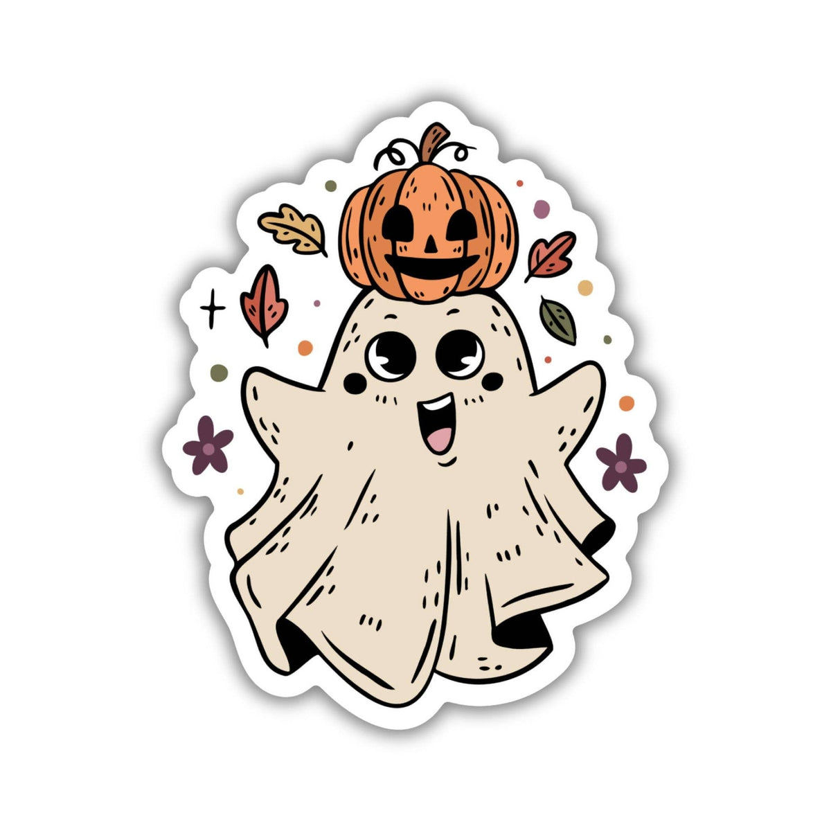 Cute Ghost & Pumpkin Clear Vinyl Sticker