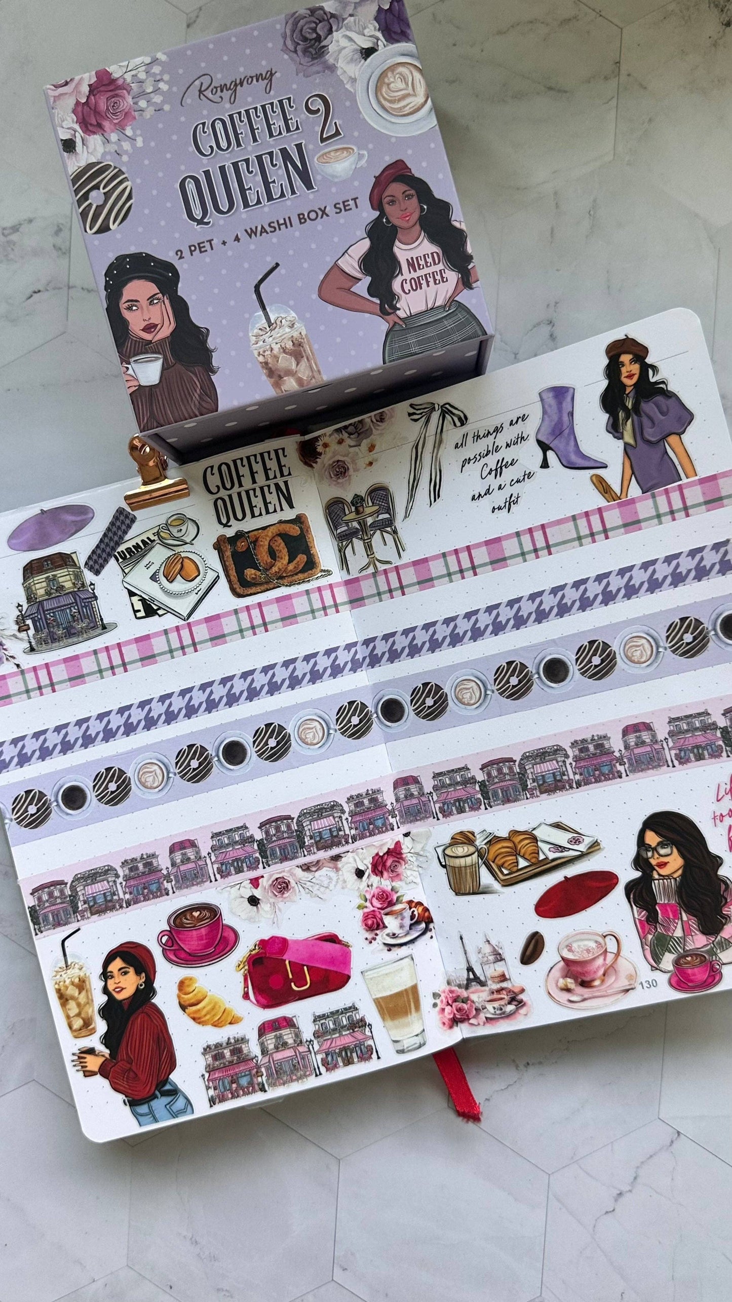 Coffee Queen #2 Pre-cut PET Tape + Washi Box