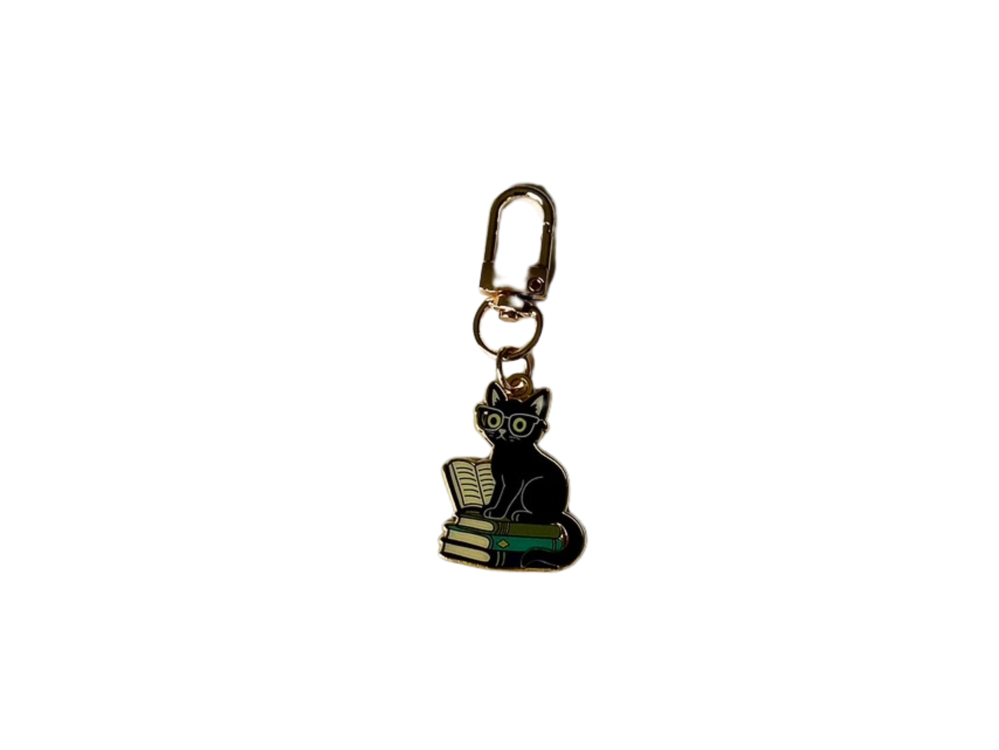 Black Cat Keychain, Halloween Charm, Gift for Book Lovers