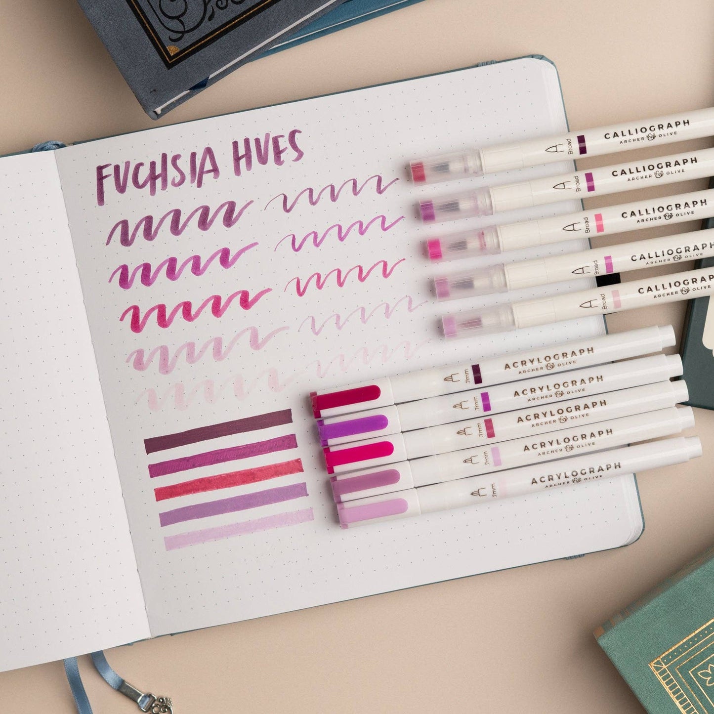 Fuchsia Hues Sets of 5: Calliograph