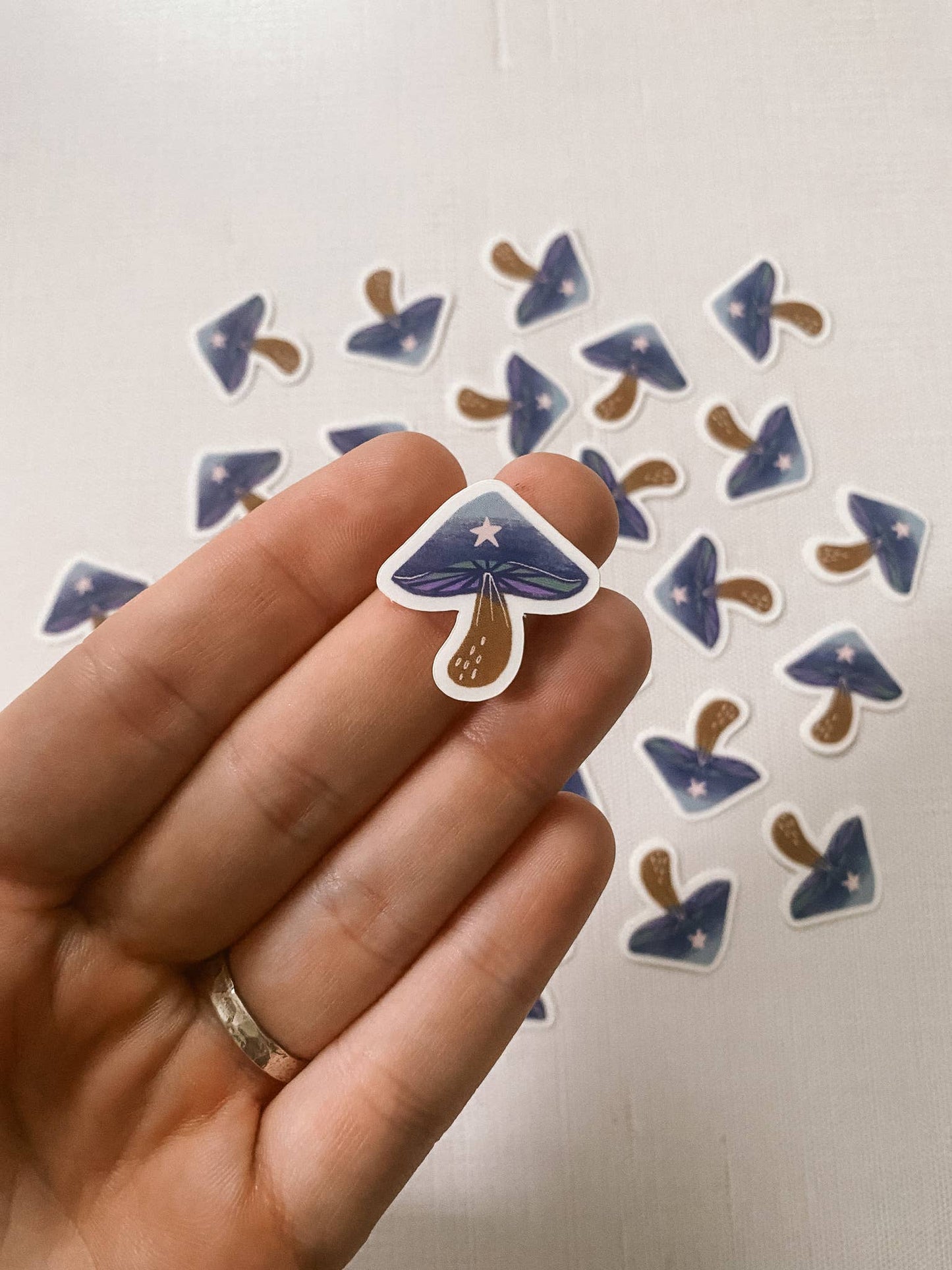 Blue Mushroom Mini Clear Vinyl Sticker