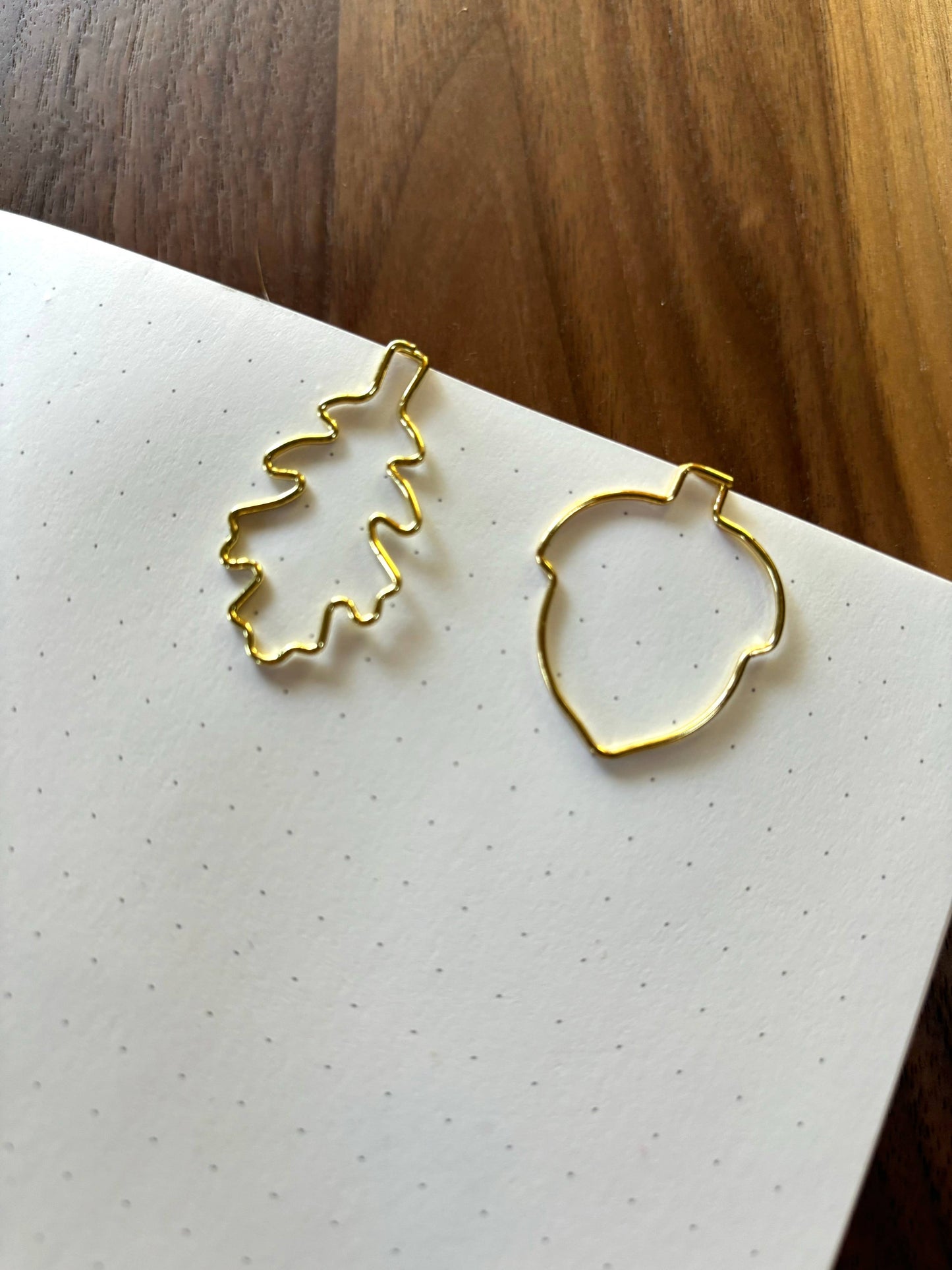 Oak Leaf & Acorn Gold Paper Clip Set