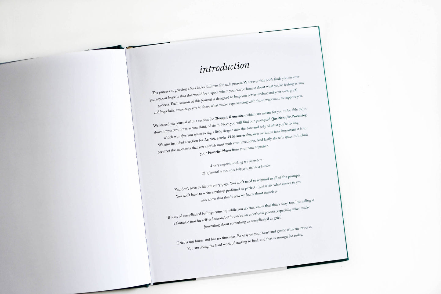 Duncan & Stone Paper Co. Grief Journal | Sympathy Gift | Guided Journal - Teal