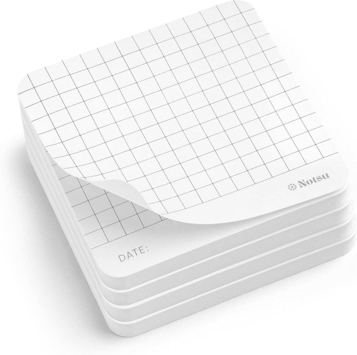 Graph Grid Sticky Notes 4pk | Premium Thick Paper 120g | Graphing Memo Pads with Date, 3" x 3"
