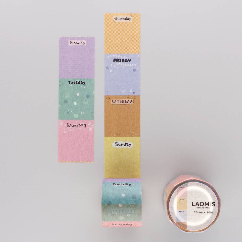 Colorful Days of the Week Washi Tape
