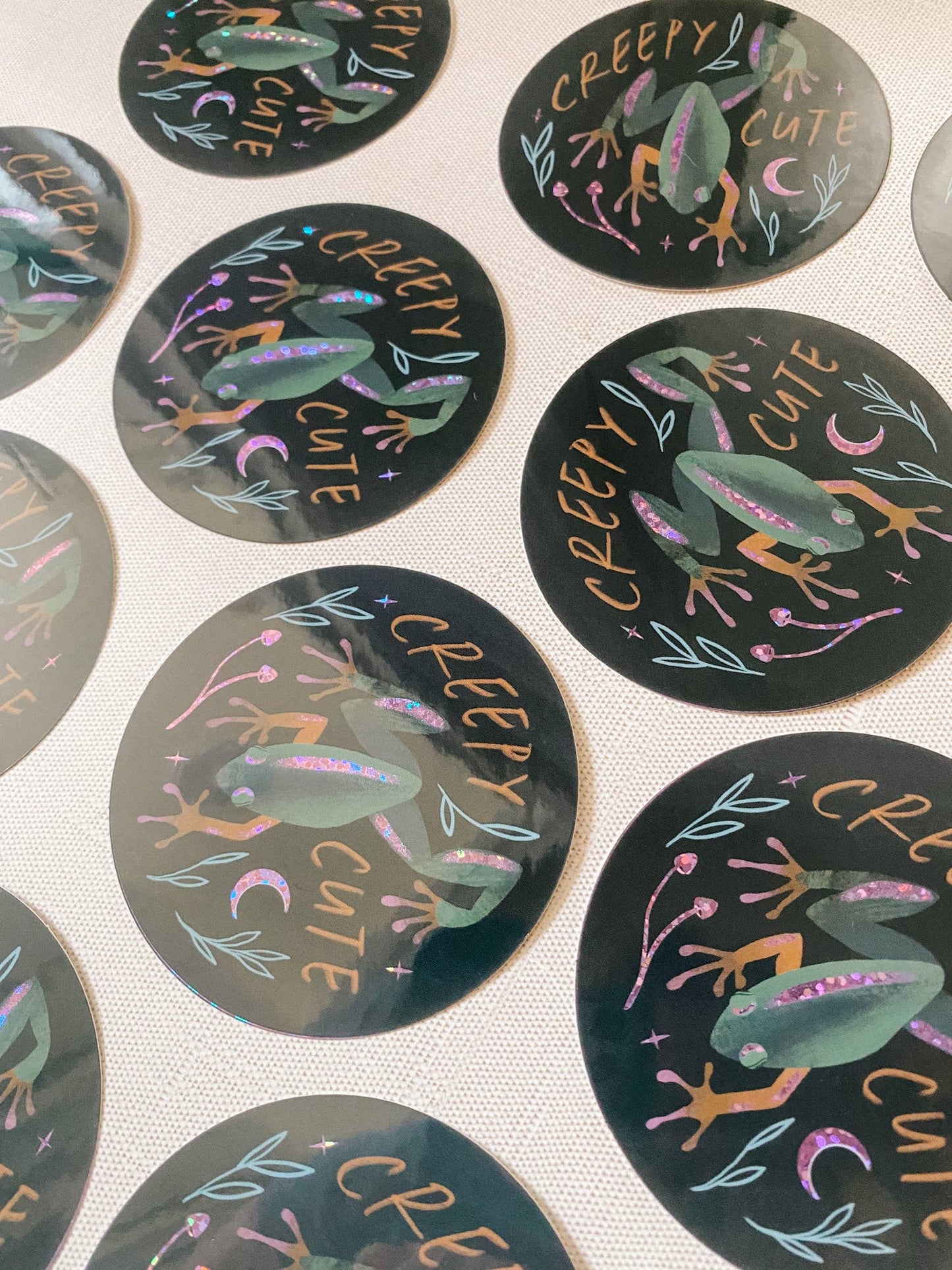 Creepy Cute Vinyl Frog Glitter Sticker - 3"