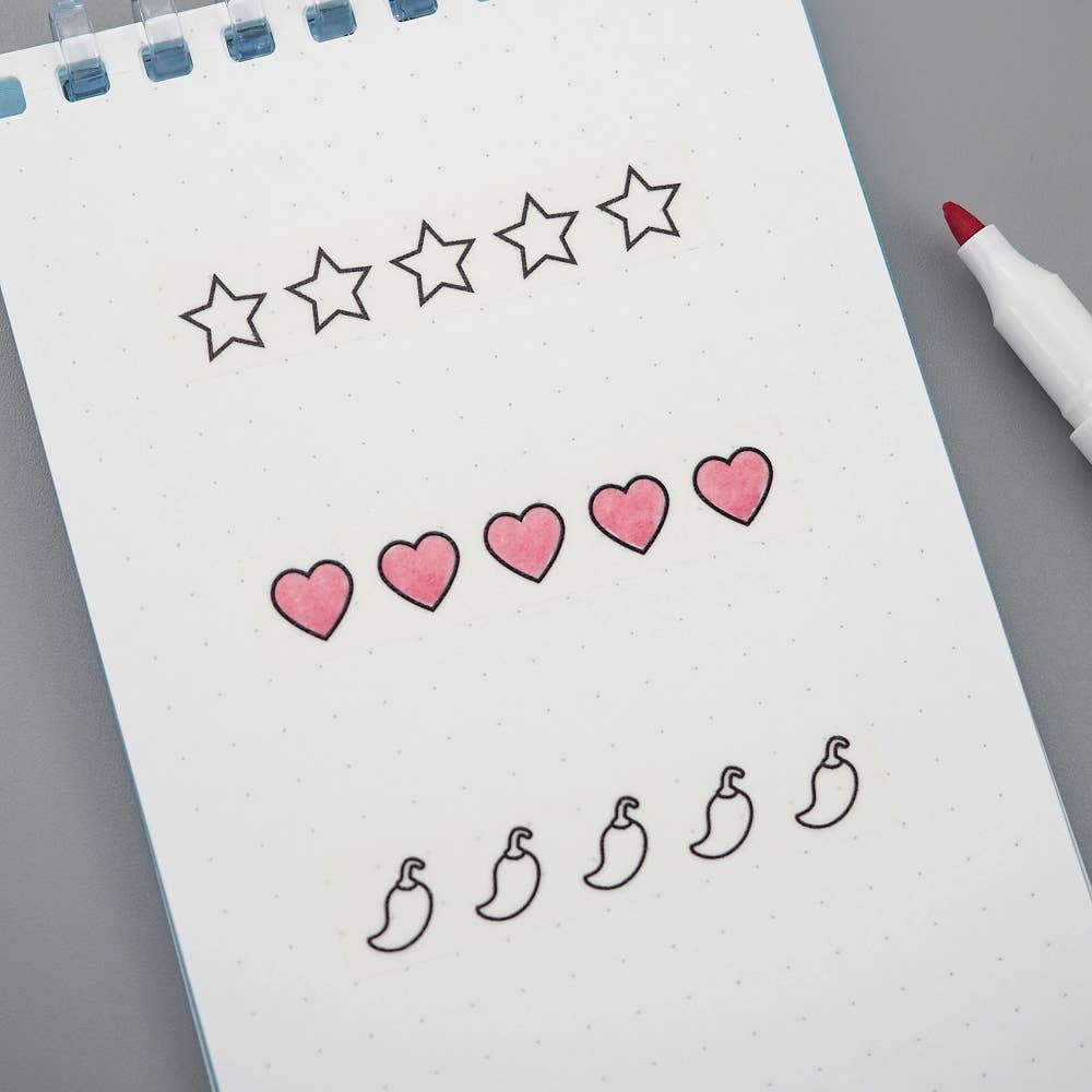 5 Stars Hearts & Spice Rating Washi Stickers