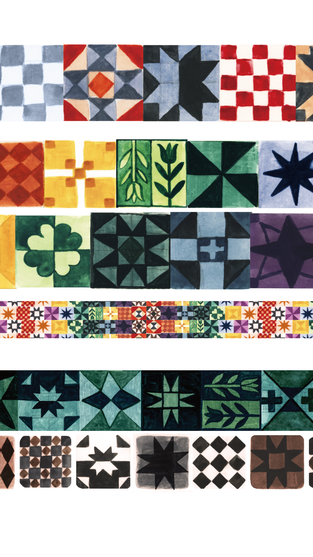Folk Quilts Neutral Quilt Star Washi Tape
