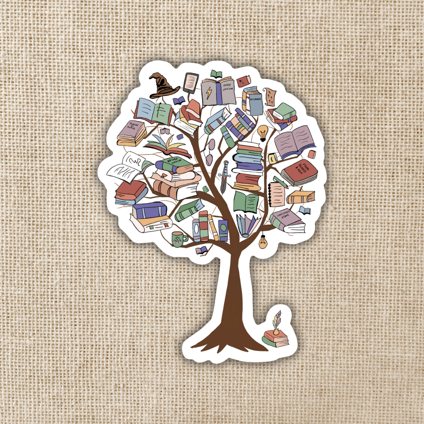 Fantasy Book Tree Sticker, 3-inch