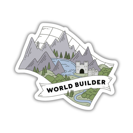 World Builder Fantasy Book Vinyl Sticker