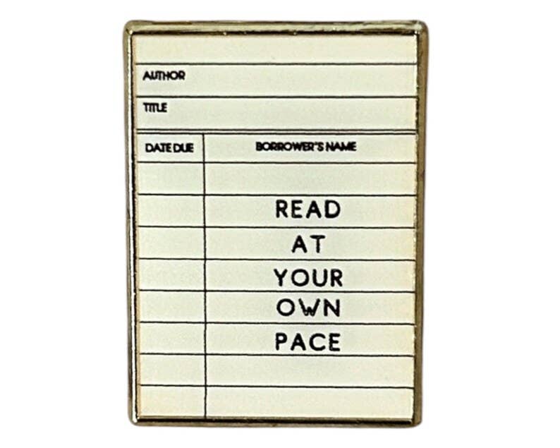 Library Card Catalog Pin | Literary Gifts for Book Lovers | Read at Your Own Pace