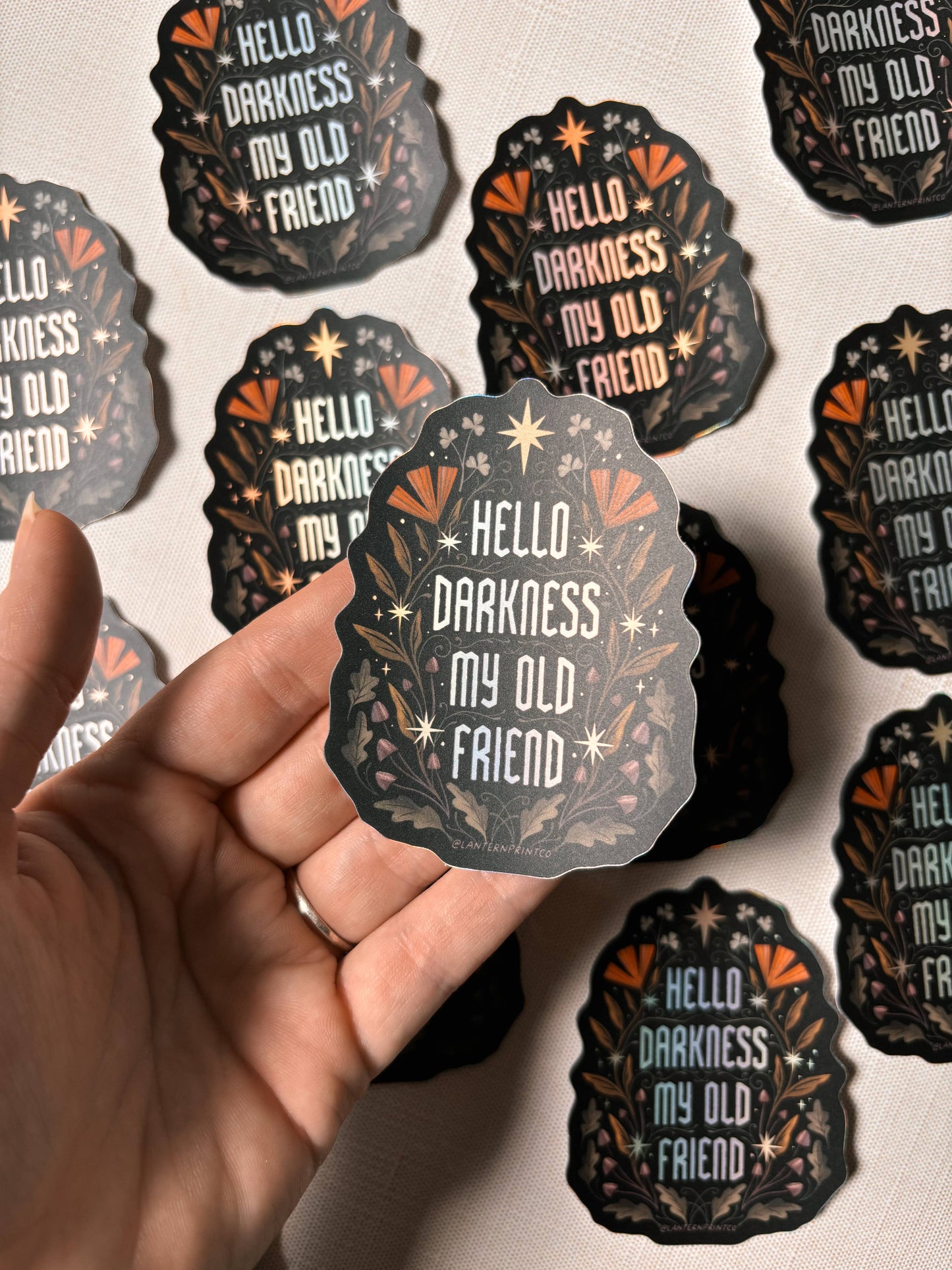 Hello Darkness Matte Vinyl Sticker - 3" Holographic