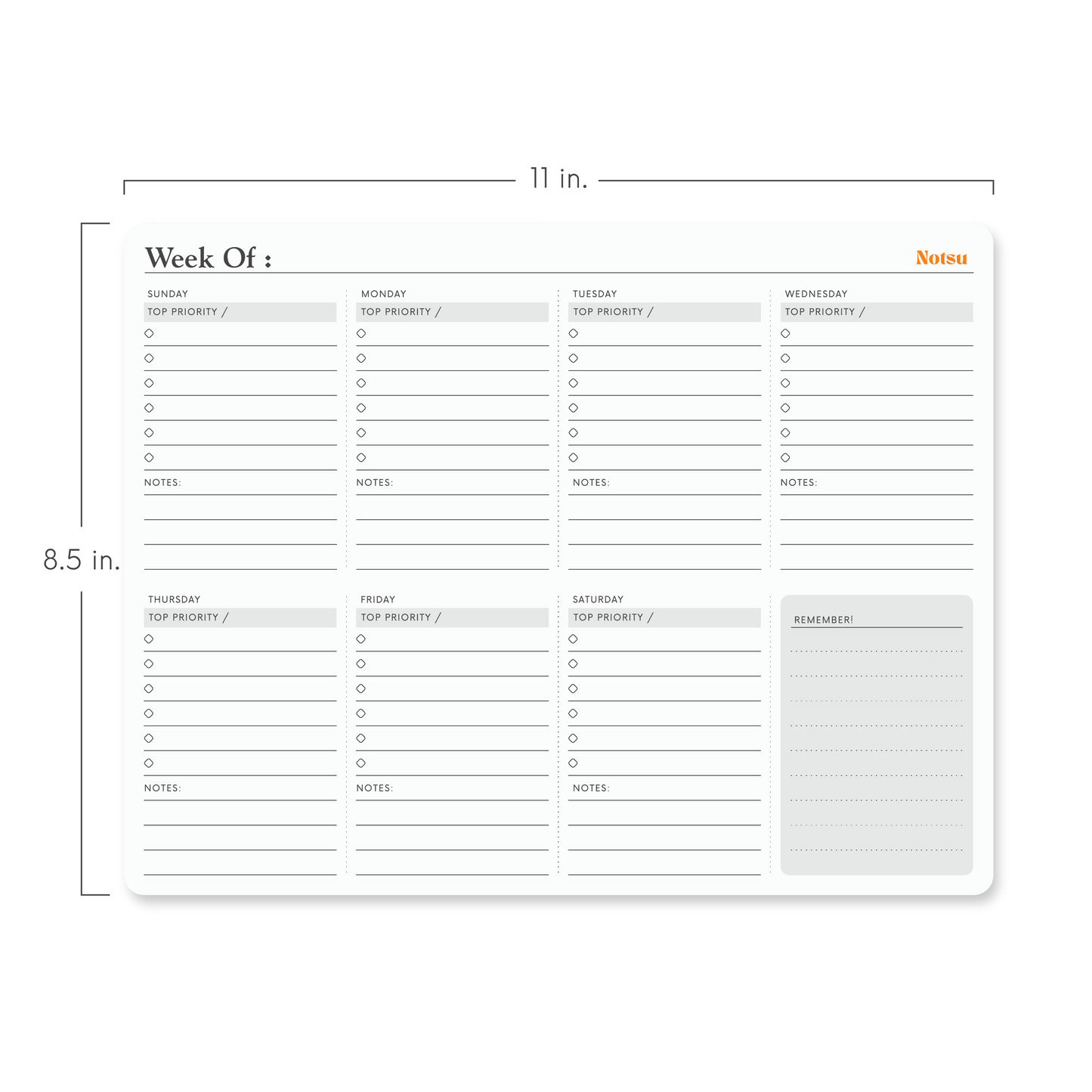 Weekly Planning Pad - 50pg Desk Planner