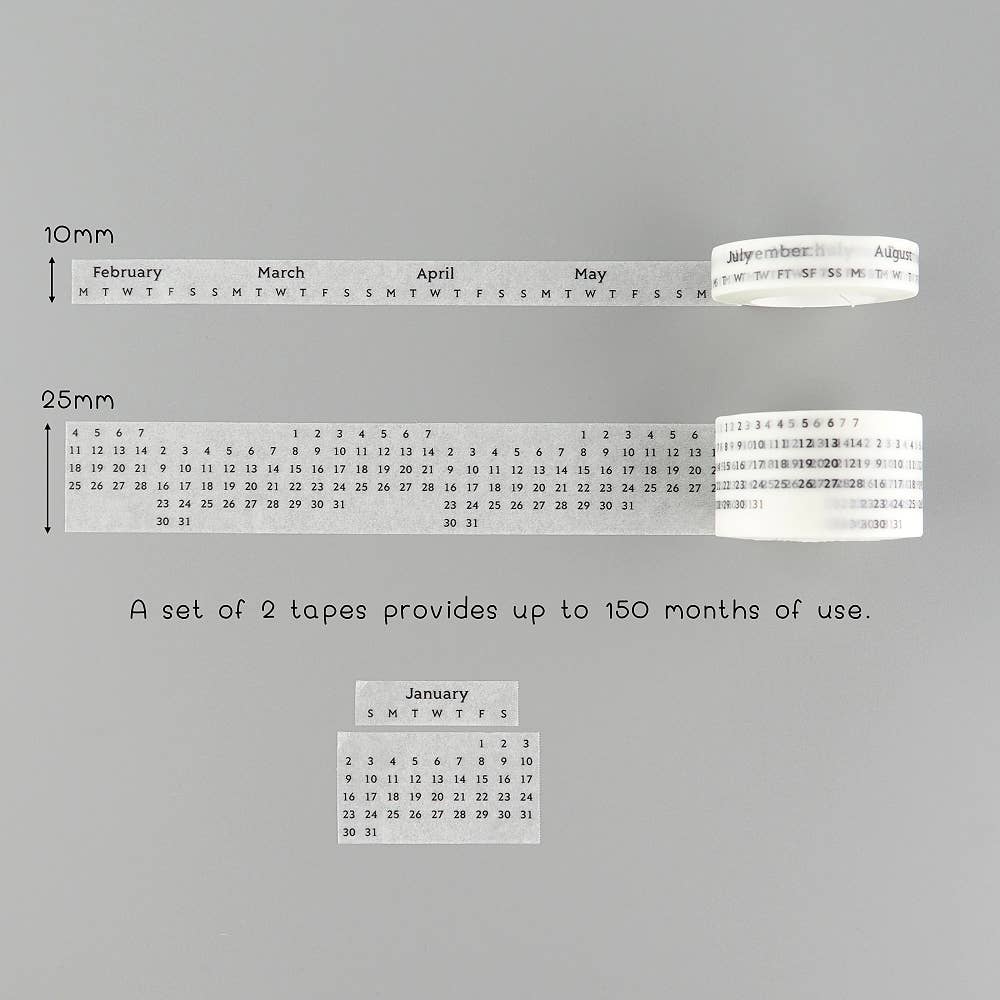 Mini Monthly Calendar Washi Tape Set