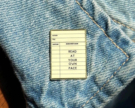 Library Card Catalog Pin | Literary Gifts for Book Lovers | Read at Your Own Pace