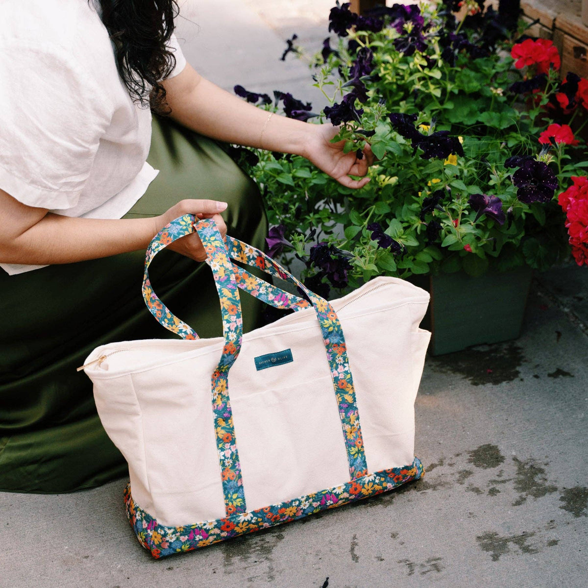 Meadow & Vine Canvas Tote