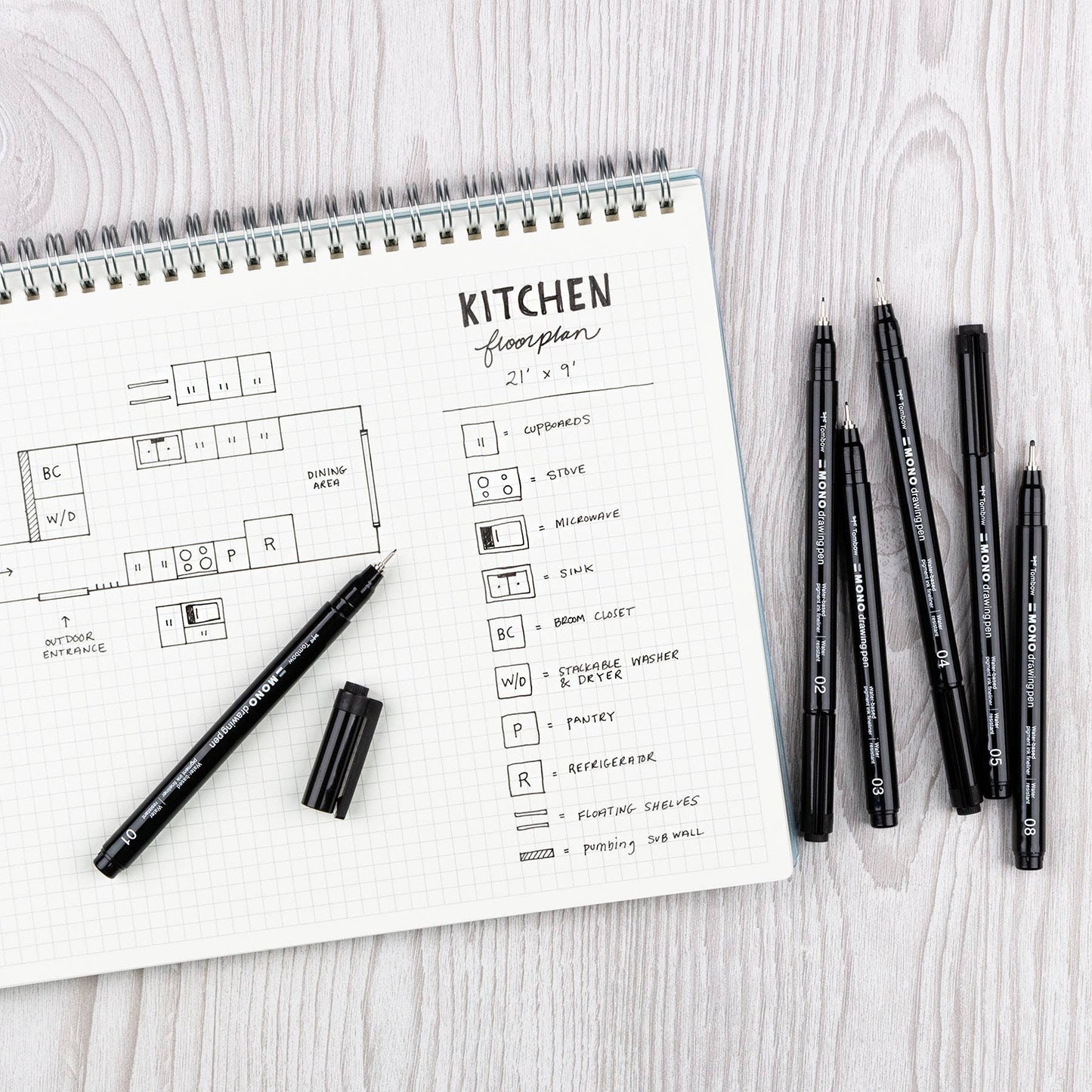 Tombow MONO Drawing Pens - 6-Pack