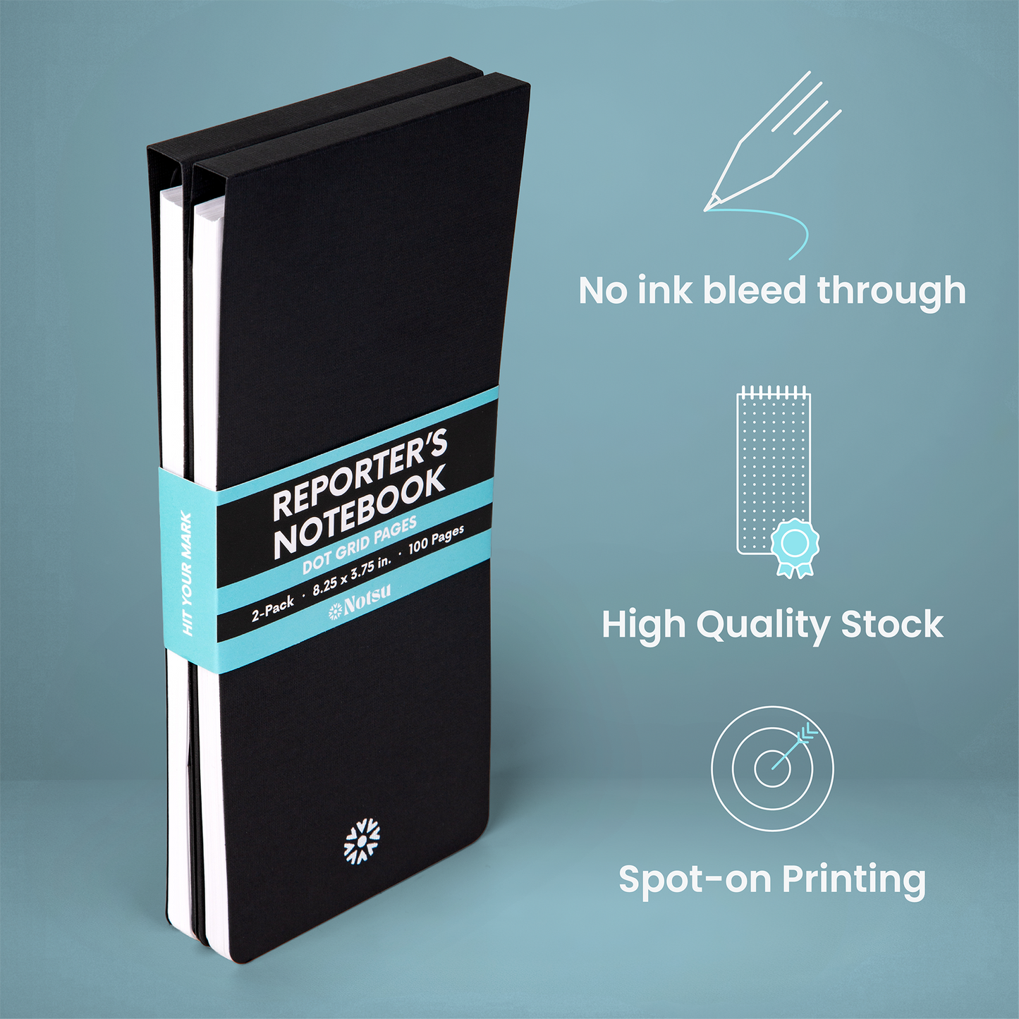 Reporter's Notebook Dot Grid (Pack of 2) 8.25"x3.75"