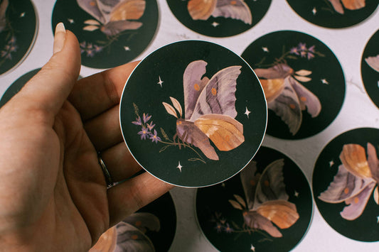 Wildflower Moth Vinyl Sticker - 3"