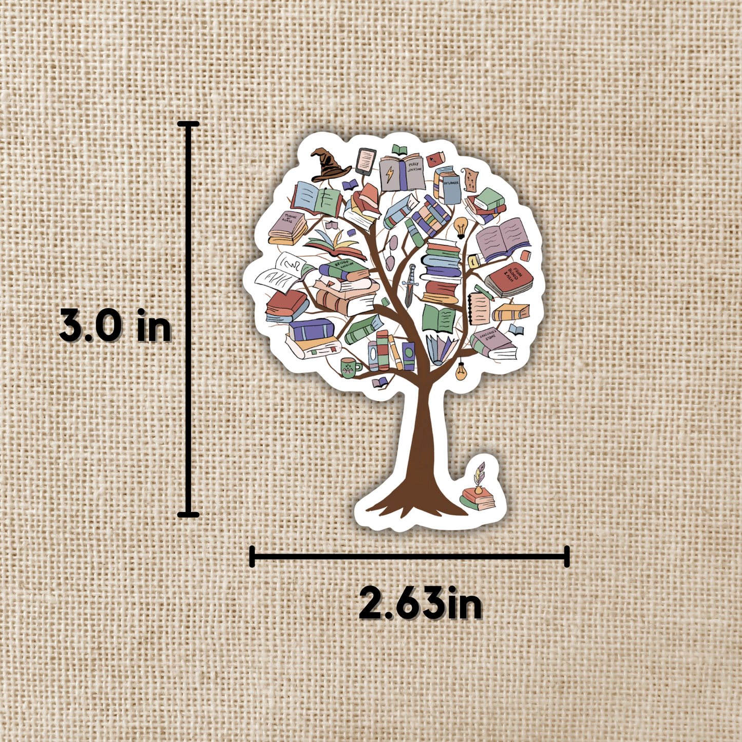 Fantasy Book Tree Sticker, 3-inch
