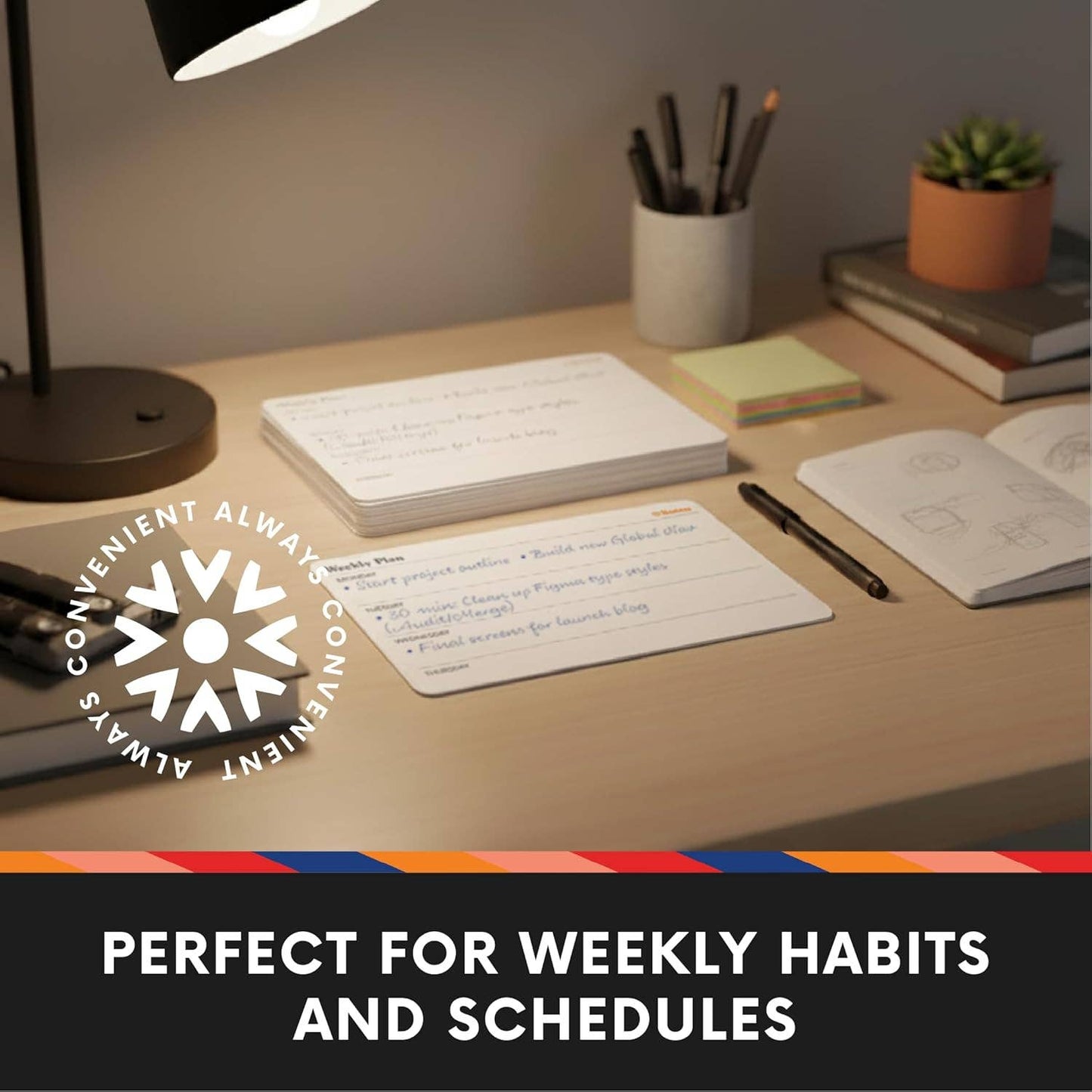 Weekly Planner Note Cards 3x5 inch | 40 Pocket Foldable Mini Calendar Index Cards | Premium 350gsm Thick Paper