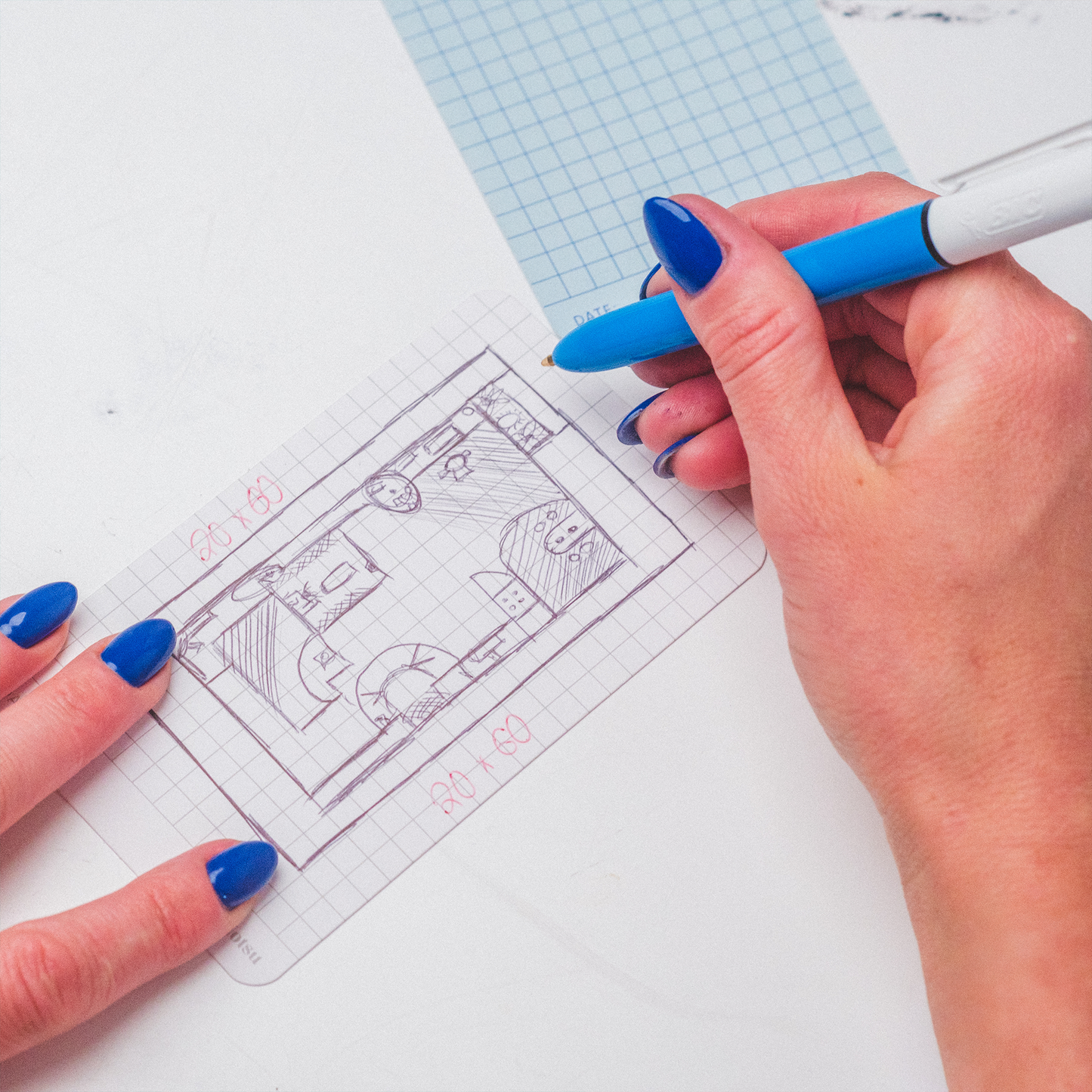 Graph Grid Index Cards 4x6 inch, 40 ct | Thick Graphing Note Cards w/Rounded Corners | Premium Heavy Duty Paper 350 gsm