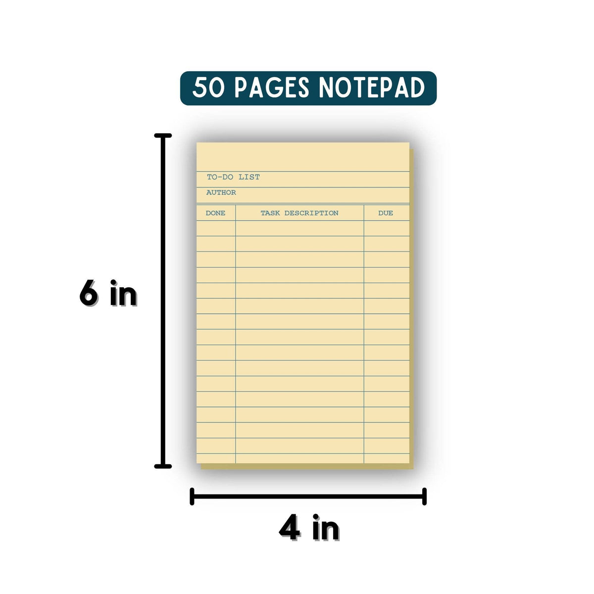 Library Card To-Do List Notepad - 4x6"