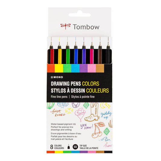 MONO Drawing Pen Colors, 8-Pack