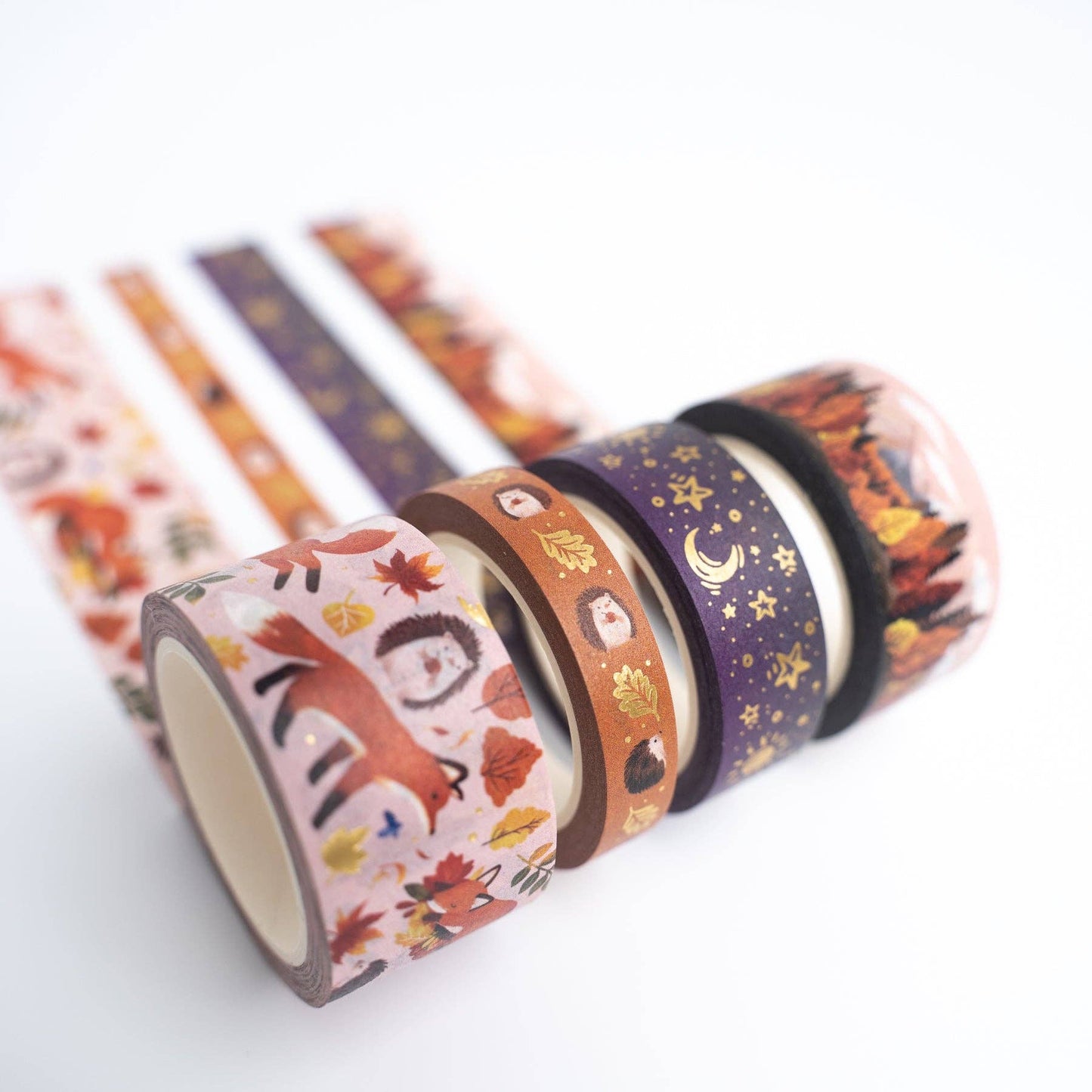 Forest Foxes Washi Tape Set – 4 Rolls