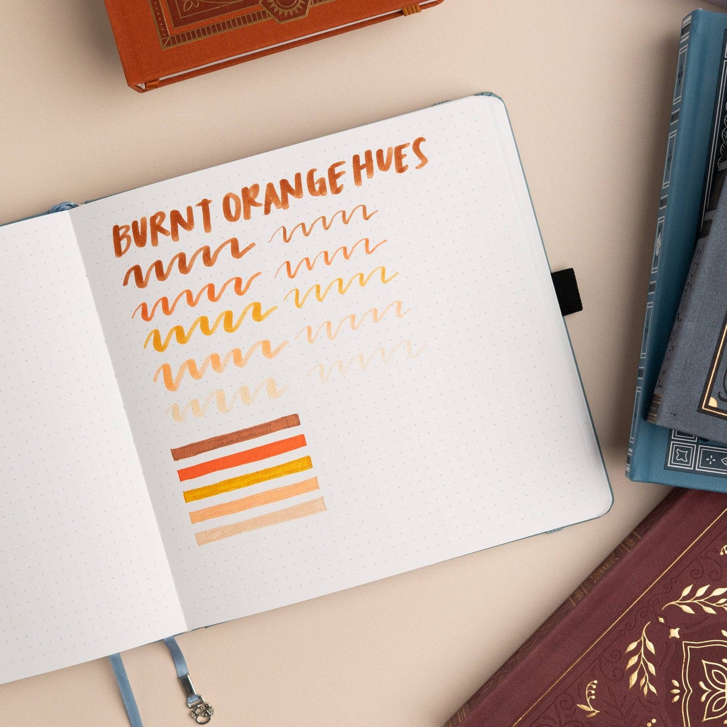 Burnt Orange Hues Sets of 5: Calliograph