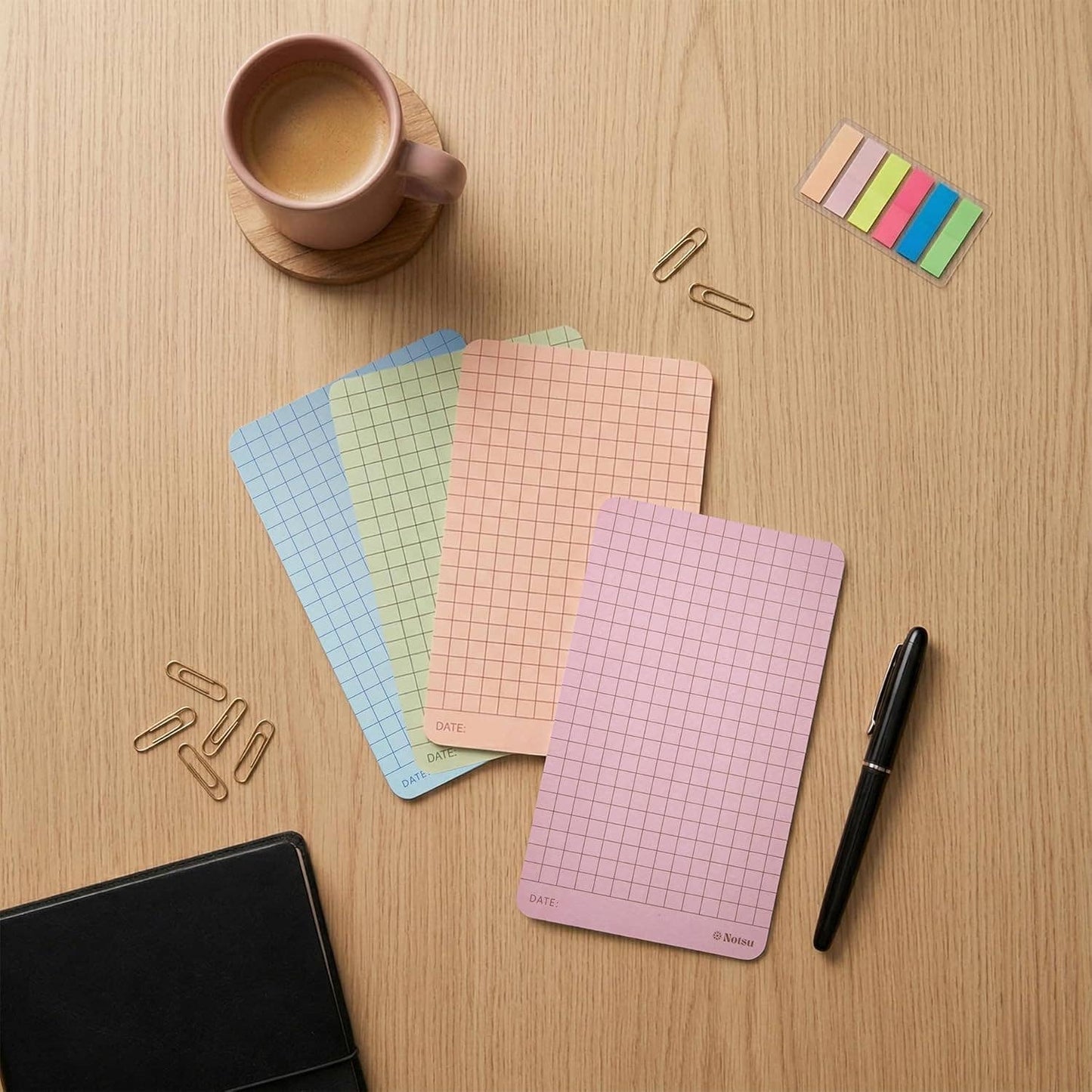 Graph Grid Note Cards 3x5 | 40-Count | 350gsm Pastel Color Index Cards